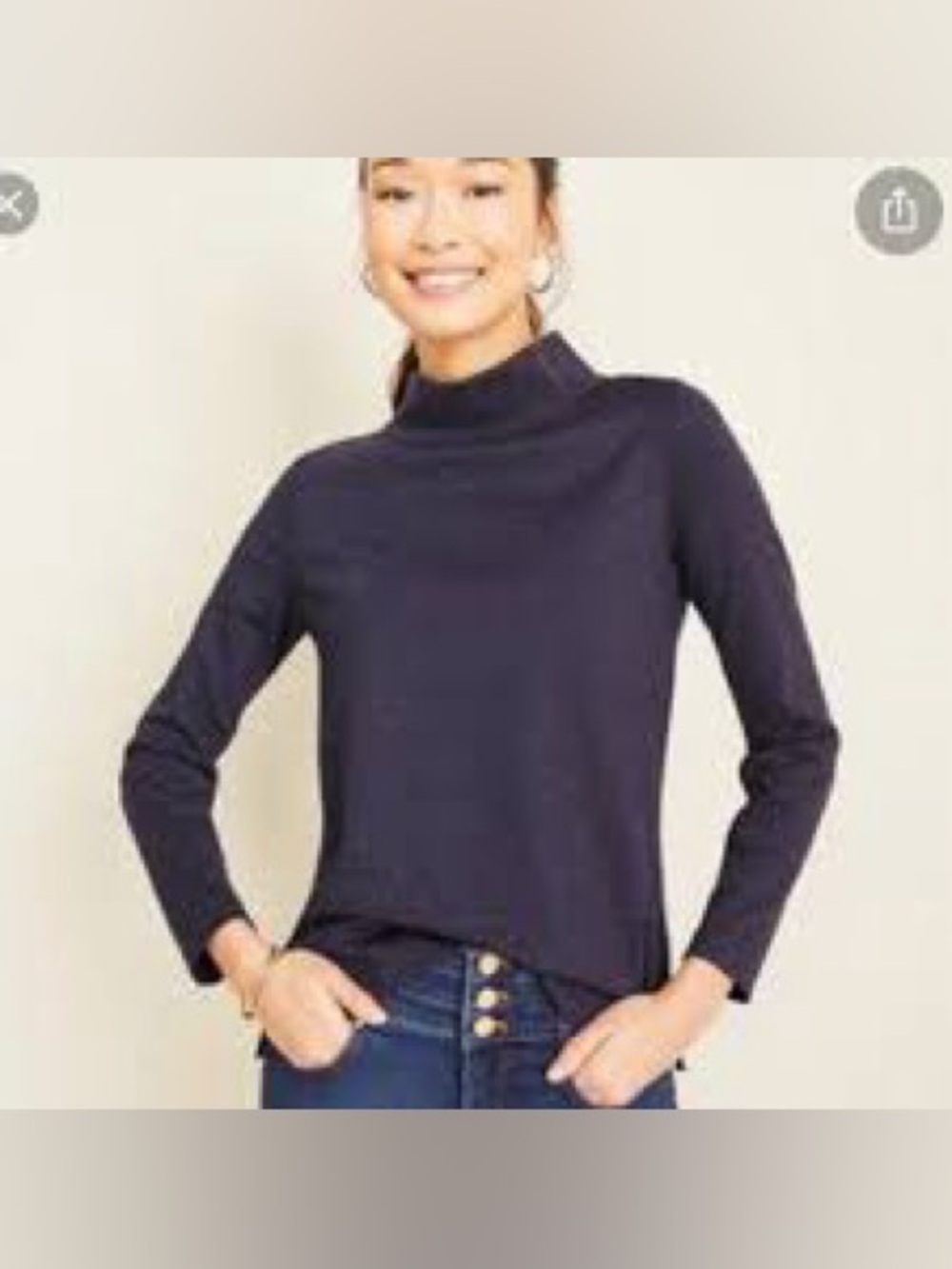 Ann Taylor Women’s Navy Speckled Mock Neck